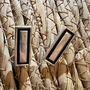 Silver and Black Rectangular Earrings